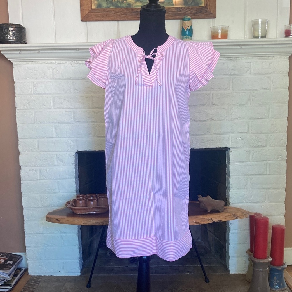 Vineyard Vines Pink and White Striped Performance Dress size S